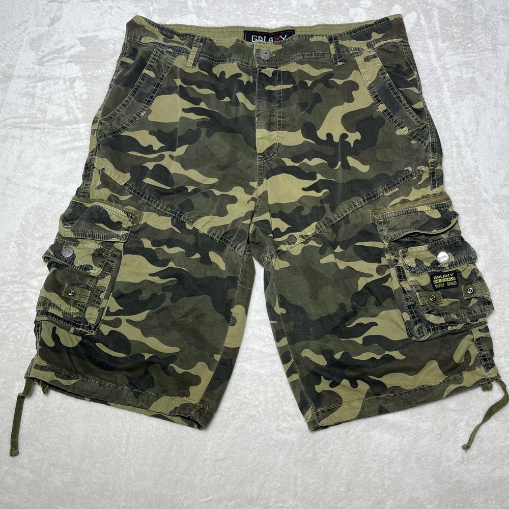 Galaxy by Harvic Cargo Shorts Mens 34 Utility Paratroup Drawstring Camouflage